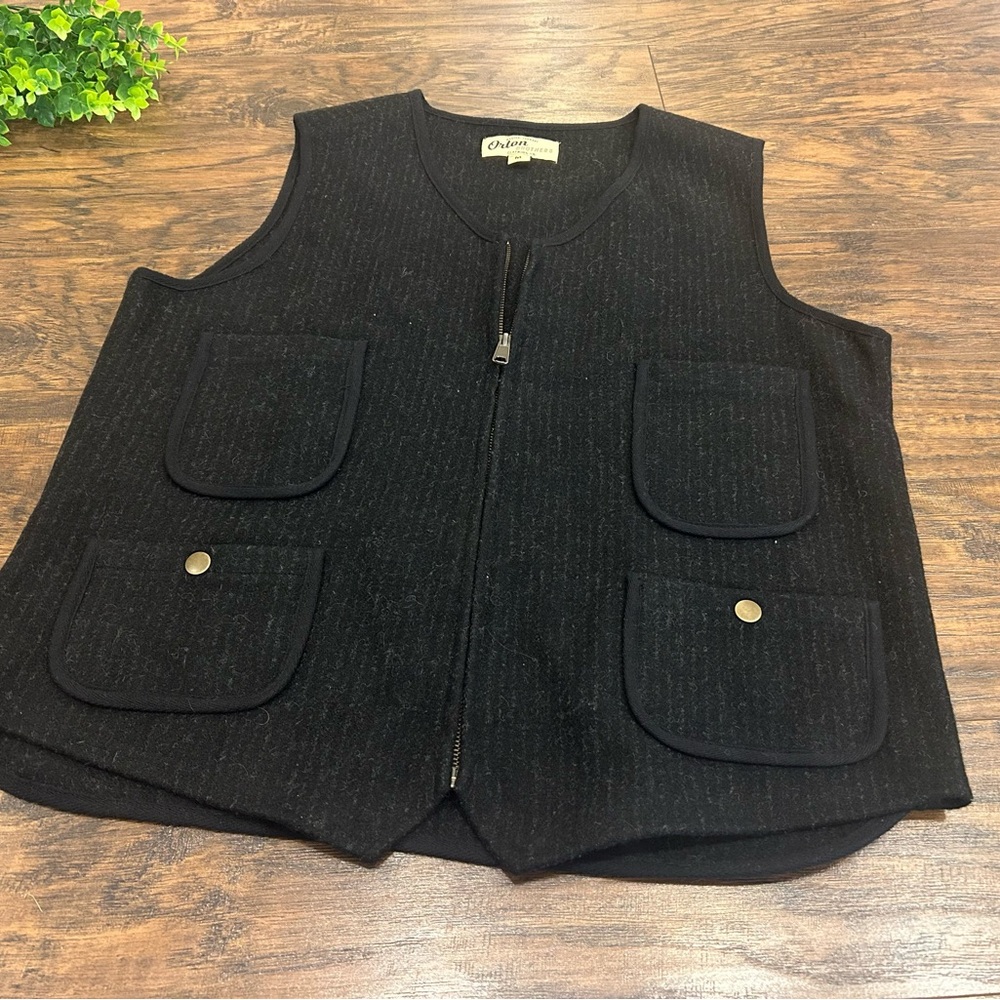 MENS Orton Brothers Clothing Co. Wool Utility Vest - Medium - Charcoal Stripe - Picture 2 of 12